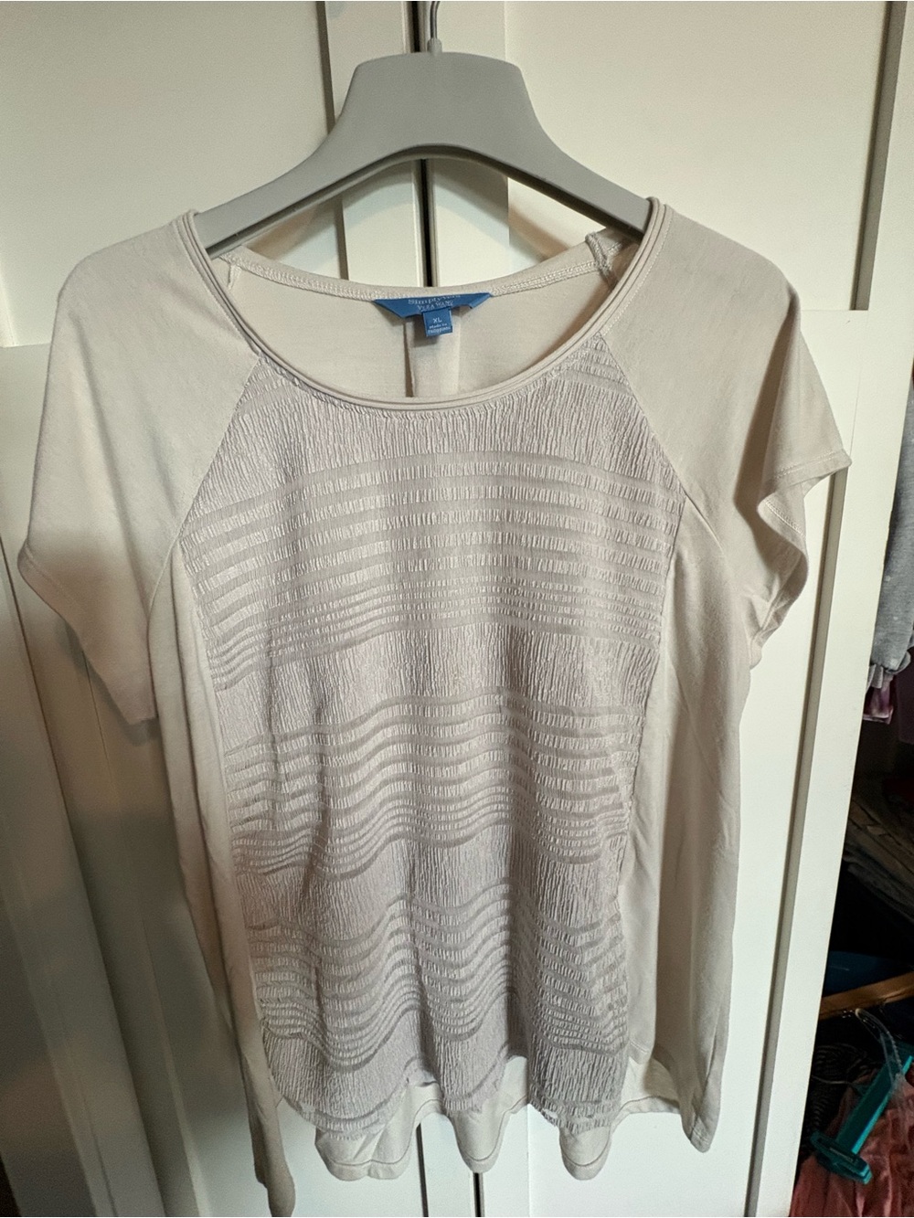 Simply Vera Vera Wang Light Beige Textured Short-Sleeve Top